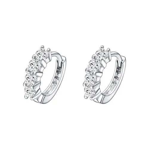 Produktbild: JOLCHIF Ohrringe Silber 925 Creolen Damen Edelstahl Zirkonia Huggie Hoop Ohrringe für Mädchen Schmuck Geschenke