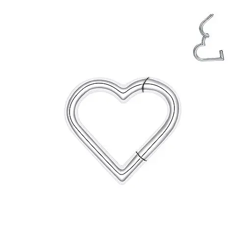 Produktbild: JOLCHIF Clicker Ohrring Herz Ohrpiercing Kettenanhänger Hypoallergen Knorpel Scharnier Nahtlose Clicker 316L Chirurgenstahl Tragus Piercing Schmuck (Herz Ohrpiercing Clicker Ohrring)