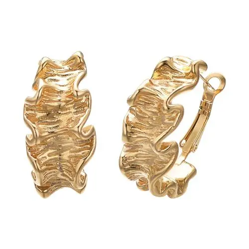 Produktbild: JOLCHIF Klobige Creolen Ohrringe Gold für Damen Unregelmäßige 18k Vergoldet Ohrringe Hängend Modeschmuck Mädchen