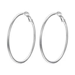 Produktbild: JOLCHIF Silber Creolen Ohrringe Groß Conch Piercing Hypoallergen Edelstahl Ohrringe Schlicht Damen Creolen Modeschmuck (50MM)