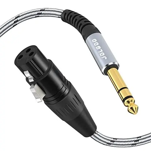 Produktbild: JOLGOO XLR-Buchse auf 1/4 Zoll 6,35 mm TRS-Stecker, symmetrisches Verbindungskabel, XLR auf Viertelzoll-Kabel, 5 Meter, für Mikrofon, Mixer, Gitarre, Verstärker, Lautsprecher