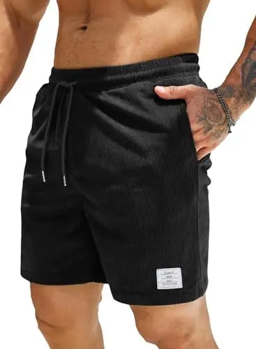 Produktbild: Jolicloth Kurze Hosen Herren Shorts Sommer Mit Taschen Cargo Shorts Elastischer Bund Jogginghose Kurz Outdoor Freizeit Sporthose Schwarz XL