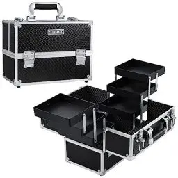 Produktbild: Joligrace Kosmetikkoffer Schminkkoffer, Große Kosmetik Make up Organizer Koffer Aufbewahrung Friseurkoffer Alu Beauty Case, Schwarz