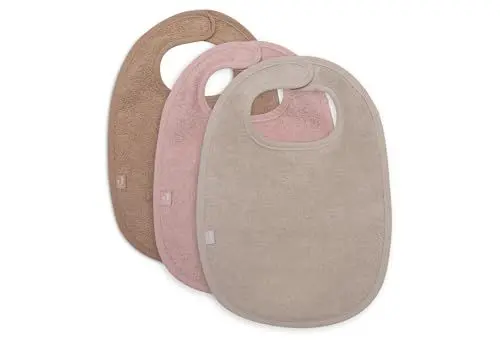 Produktbild: Jollein Lätzchen Baby - Frottee, Wild Rose/Nougat/Biscuit - 3er Pack - 100% Baumwolle - Mit Klettverschluss - Babylatz - Sabberlätzchen Baby