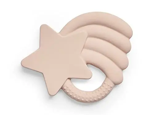 Produktbild: Jollein 101-001-00090 Gummi Beißring aus Naturkautschuk Sternschnuppe rosa 12x9x2 cm