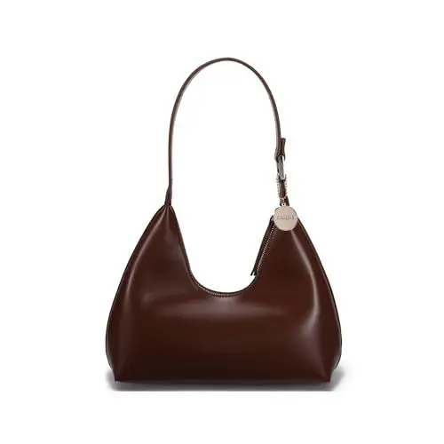 Produktbild: JOLLQUE Umhängetasche für Frauen, kleine Leder Handtasche Geldbörse, einzigartige trendy Reißverschluss Hobo Tasche(Kaffee)