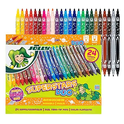 Produktbild: JOLLY Fasermaler - Filzstifte - Farbstifte - Fineliner Superstar Duo 24 Stk. diverse Farben im Kartonetui