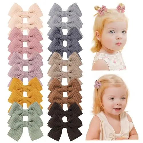 Produktbild: Jollybows 20 Stück Baby Mädchen Haarschleifen, 2 Zoll / 5 cm Haarspangen Haarklammern Haarclips Spangen Baby Haarschmuck für Mädchen Kinder Teenager Damen (Dunkle Farbe)
