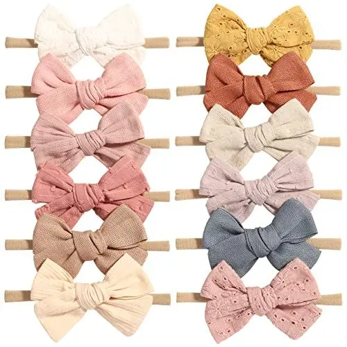 Produktbild: Jollybows Baby-Haarschleifen, Nylon, elastisch, für Mädchen, Kleinkinder, Neugeborene, 12 Stück