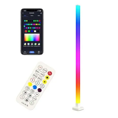 Produktbild: JolyWell RGB LED Stehlampe Wohnzimmer, WiFi Stehlampe Dimmbar mit Fernbedienung und App-Steuerung, 16 Millionen Farben, 58 Szenenmodi, Musikmodi, DIY-Modus & Timing -Funktion für Schlafzimmer Gaming
