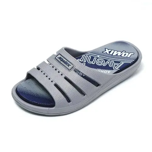 Produktbild: JOMIX Badelatschen Herren Sommer Badeschlappen Atmungsaktiv Gummi Bunte Schlappen Leichte Hausschuhe Meer Pool Strand Schwimmen Pantoletten Indoor Outdoor (Dunkelgrau, 44 EU)