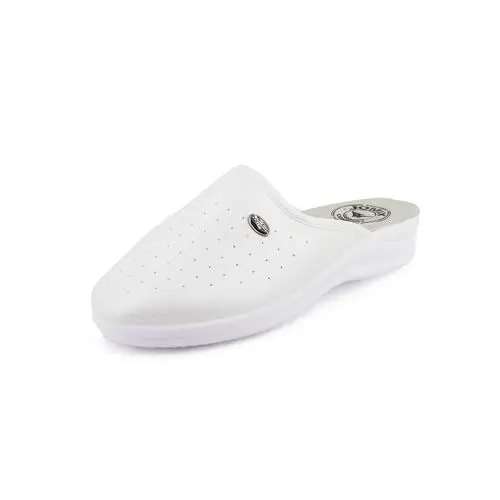 Produktbild: JOMIX Clogs Damen Pantoletten Elegant Gartenschuhe Anatomische Orthopädische Medizinische Schuhe Leder Gartenclogs Kochschuhe (Weiß, 41 EU)