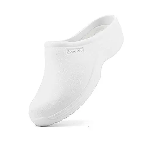 Produktbild: JOMIX Damen Clogs Pantoletten Gartenschuhe Leichte Medizinische Atmungsaktiv Arbeitsschuhe kochschuhe Rutschfest Gummi Gartenclogs (Weiß, 41 EU)
