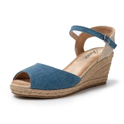 Produktbild: JOMIX Damen Pantoletten Rutschfest Sommer Strandsandalen Freizeit Sandalen & Slides für Damen (Denim Blau, 36 EU, SD9371)