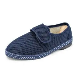 Produktbild: JOMIX Diabetiker Schuhe Herren Orthopädische Pantoffeln Sommer Senioren Hausschuhe mit Klettverschluss Leichte Atmungsaktiv Pantoletten mit Memory Foam Bequeme Slipper (Navy, 44 EU)