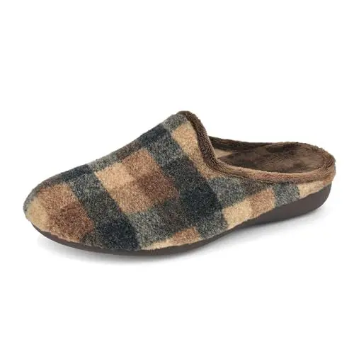 Produktbild: JOMIX Hausschuhe Herren Gefüttert Plüsch Clogs Winter Lammfell Pantoffeln Bequeme Rutschfeste Puschen Warme Kunstwildleder Slippers Made in Spanien (MU2409, Braun, 45 EU)