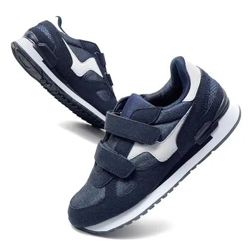 Produktbild: JOMIX Herren Laufschuhe Air Atmungsaktiv Turnschuhe Sommer Schnürer Leichte Sportschuhe Outdoor Athletisch Sneaker für Walking Jogging Laufen (Blau, 46 EU, SU8138)