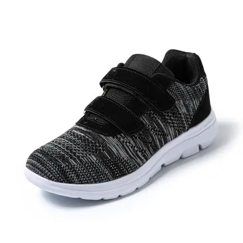 Produktbild: JOMIX Herren Sportschuhe mit Klettverschluss Leichte Turnschuhe Atmungsaktiv Laufschuhe Sneaker Walking Fitness Freizeitschuhe (Schwarz, 43 EU)