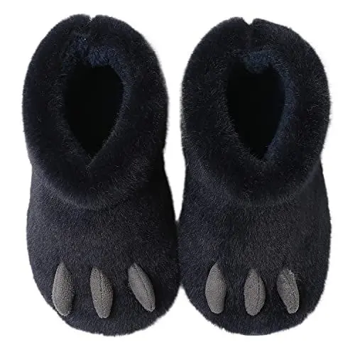 Produktbild: JOMIX Kinder Hausschuhe | ZWEI Größen Kleiner | Winter Mädchen Junge Weiche Pantoffeln Warme Plüsch Gefüttert Puschen Slippers Indoor Outdoor (Marine, 33 EU)