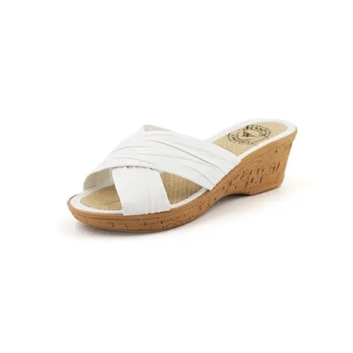 Produktbild: JOMIX Pantoletten Damen Sommer Sandalen mit Keilabsatz Weiche Anatomische Gummi Hausschuhe Wandern Meer Strand Pool Gartenschuhe (Weiß, 40 EU)