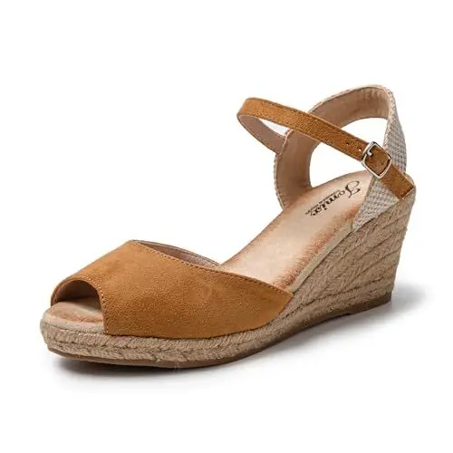 Produktbild: JOMIX Sandalen Damen Sommer Glitter Slipper Elegante Sommerschuhe Bohemian Römersandalen Plateaue Pantoletten Sandaletten (Hellbraun, 41 EU, SD9371)