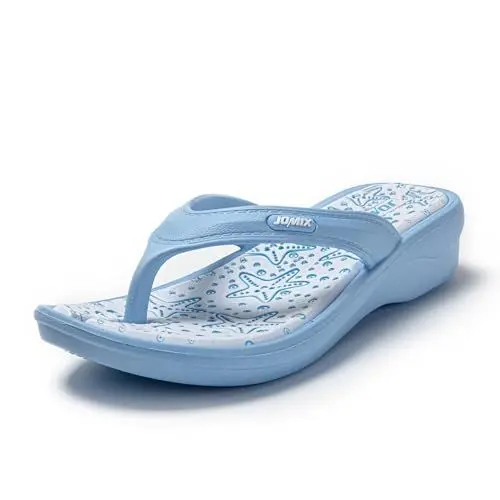 Produktbild: JOMIX Sandalen Flip Flops Strand Flach T-Strap Zehentrenner Bequeme für Damen Badelatschen Hausschuhe Sommer (Blau, 40 EU)