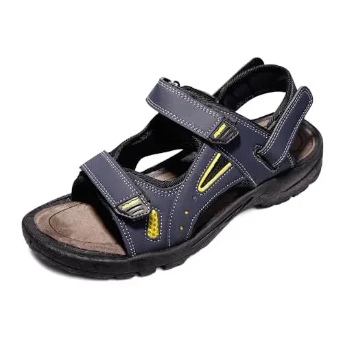 Produktbild: JOMIX Sommer Athletische Sandalen Herren Klettverschluss Anti-Rutsch Wandersandalen Outdoor Strand Reisen Trekking Wander (Blau, 46 EU)