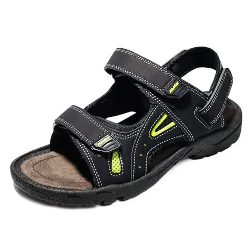 Produktbild: JOMIX Sommer Athletische Sandalen Herren Klettverschluss Anti-Rutsch Wandersandalen Outdoor Strand Reisen Trekking Wander (Schwarz, 42 EU)
