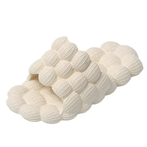 Produktbild: JOMIX Sommer Schlappen Damen Bequeme Lustige Sandalen Massage Bubble Hausschuhe Einfarbige Badelatschen Badeschlappen Meer Pool Strand Schwimmen Indoor Outdoor (Beige, 39/40 EU)