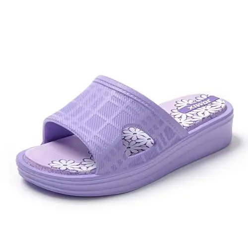 Produktbild: JOMIX Sommer Schlappen Damen Rutschfeste Sandalen Leichte Bunte Badelatschen Badeschlappen Meer Pool Strand Schwimmen Indoor Outdoor (Violett, 41 EU)