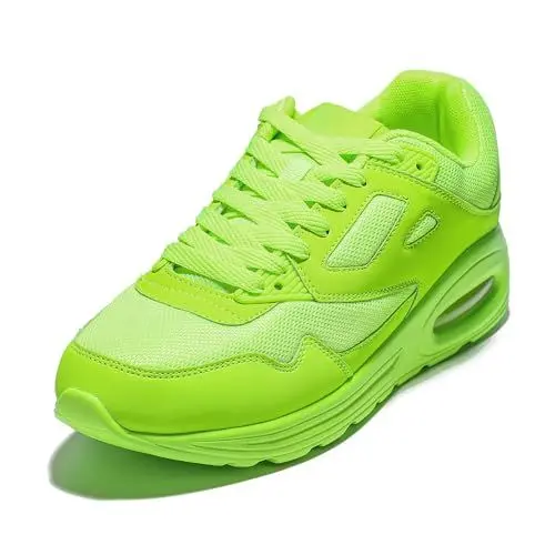 Produktbild: JOMIX Sportschuhe Sneaker Herren Laufschuhe Straßenlaufschuhe Turnschuhe Atmungsaktiv mit Luftkissen Outdoor Fitness Gym (Leuchtend Grün, 44 EU)