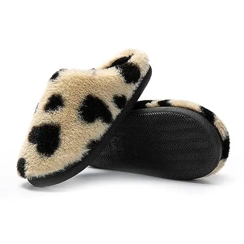 Produktbild: JOMIX Winter Hausschuhe Damen Herzen Plüsch Pantoffeln Warme Schöne Puschen Slippers Indoor (Braun, 41 EU)