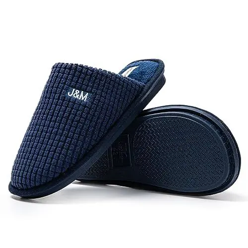 Produktbild: JOMIX Winter Hausschuhe Herren Warme Gefüttert Pantoffeln Weiche Baumwolle Puschen Indoor (Marine, 42 EU)