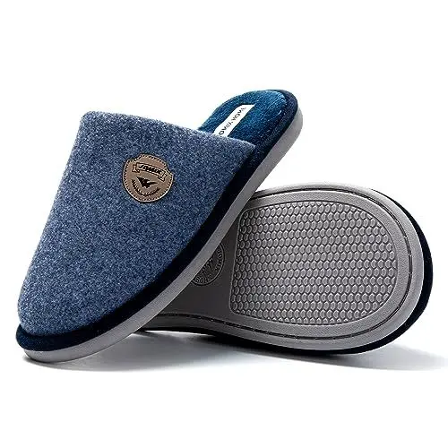 Produktbild: JOMIX Winter Hausschuhe Herren Warme Gefüttert Pantoffeln Weiche Lässige Baumwolle Puschen Indoor (Blau, 44 EU)