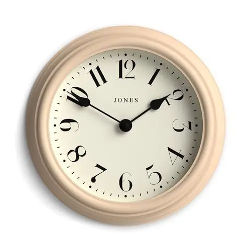 Produktbild: JONES CLOCKS® Frieze wanduhr | Kleine Elegante Klassische runde Uhr | 23cm | Nougat | Hübsches Design, ideal für küche, Wohnzimmer, Schlafzimmer, große oder kleine räume