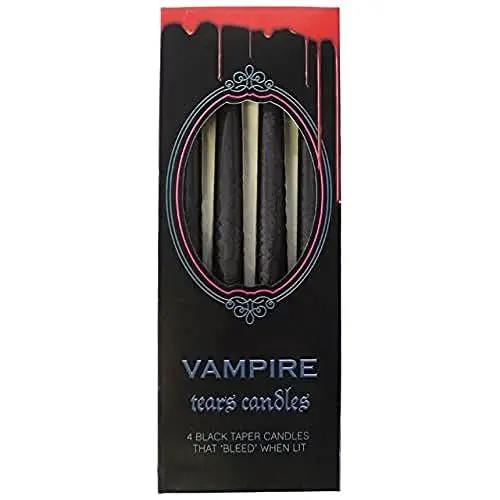 Produktbild: Jones Home & Gift Candles | Vampire Tears | Pack of 4 | Black | 25 cm x 2 cm x 2 cm Kerzen, Wachs, Schwarz, 2 cm, 4