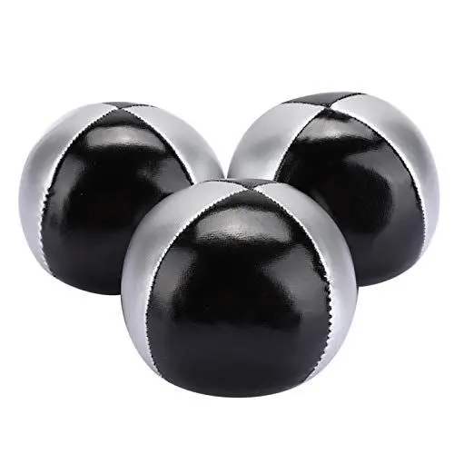 Produktbild: Jonglierball, 3 STÜCKE Silber Schwarz PU Leder Indoor Freizeit Tragbare Jonglierball Performance Requisiten mit guter Weichheit und Komfort für weit verbreitet