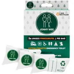 Produktbild: Jonhy Wee Pinkelbeutel Taschen-WC für Unterwegs 600ml 3 Stück - Notfall Toilette WC für Frauen, Kinder, Männer - Reisetoilette Auto - Camping Festival Toilette Frauen Urinal Unterwegs Urinbeutel