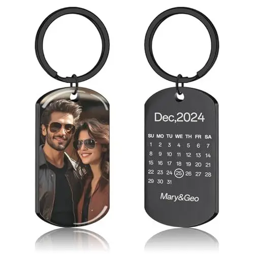 Produktbild: JONZIN Personalisierte Geschenke,Schlüsselanhänger mit Foto,Personalisierter Schlüsselanhänger mit Bild Gravur Text Namen Hundefoto(Foto-Kal)