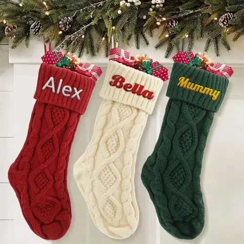 Produktbild: JONZIN Weihnachtsstrumpf Personalisiert, Weihnachtssocken Zum Aufhängen, 18