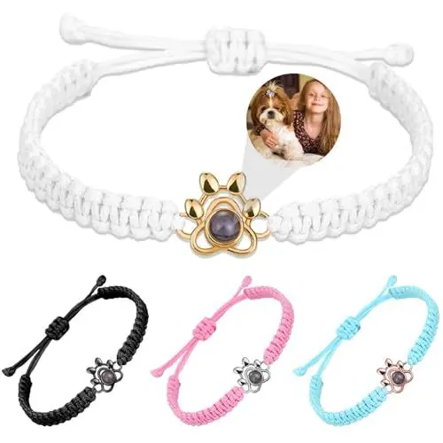 Produktbild: JONZIN personalisiertes Fotoarmband mit Eigenem Foto, Personalisiert Projektionsarmband mit Bildarmband innen, Jubiläumsgeschenk Für Männer und Frauen (Stil 4 Pet)