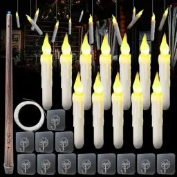 Produktbild: Jooheli LED Kerze mit Zauberstab Fernbedienung, 12 Stück Schwebende Kerzen, Halloween Schwimmende Kerzen, LED Stabkerzen Flammenlose Hängende Fensterkerzen für Weihnachtsdeko, Partydeko, Tisch