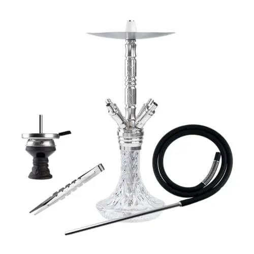 Produktbild: Jookah Four of a Kind #2 Edelstahl Shisha Set - Wasserpfeife mit Zubehör inkl. Schlauch, Mundstück, Zange, Steinkopf-Set