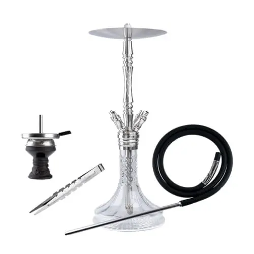 Produktbild: Jookah Four of a Kind #5 Edelstahl Shisha Set - Wasserpfeife mit Zubehör inkl. Schlauch, Mundstück, Zange, Steinkopf-Set