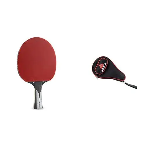 Produktbild: JOOLA 54206 Tischtennisschläger Carbon X Pro, 2 MM Schwammstärke, Schwarz/Grau & Unisex – Erwachsene Schlägerhülle-80502 Schlägerhülle, RED, One Size