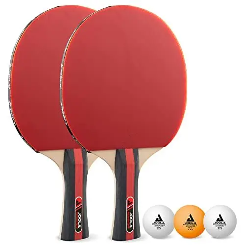 Produktbild: JOOLA Tischtennis Set Rosskopf 2 Tischtennisschläger + 3 Tischtennisbälle 40+mm, rot/schwarz, 5-teilig