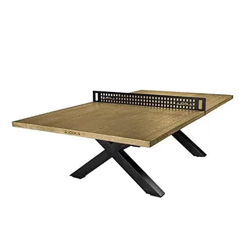 Produktbild: JOOLA Tischtennistisch Berkshire –Wetterfeste Beton Tischtennisplatte Outdoor und Indoor inklusive Stahl Tischtennisnetz – Konferenztisch in Eiche Optik 274 CM x 152,5 CM