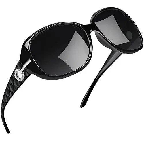Produktbild: Joopin Elegante Sonnenbrille Damen Polarisiert und Klassische Große Damen Sonnenbrille Schwarz Retro Sonnenbrille Übergroß 2024 UV400 mit XL Großer Rahmen (Voll Schwarz)