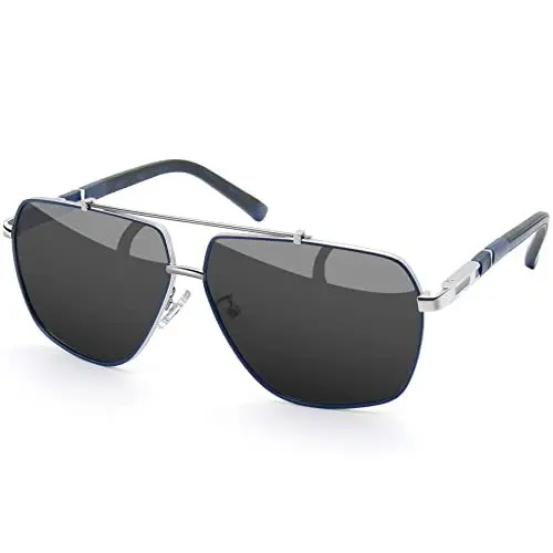 Produktbild: Joopin Retro Sonnenbrille Herren Polarisiert Klassische Sonnenbrille Damen Fahrerbrille und Polarized Sunglasses Men mit UV400-Schutz Für Outdoor Wandern Angeln(Silber Grau)