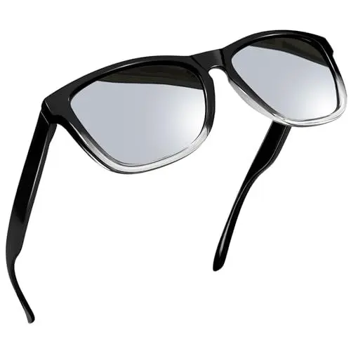 Produktbild: Joopin Rechteckige Sonnenbrille Verspiegelt Silber Retro Polarisierte Sonnenbrille Herren Spiegel Damen Brille UV400 zum Fahren Wandern (Schwarz Silber)